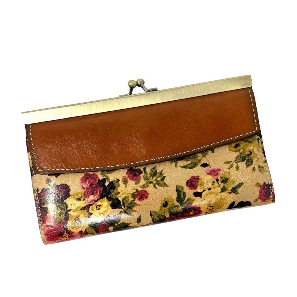 Patricia Nash Paola Rose Floral Leather Kisslock Frame Clutch Wallet